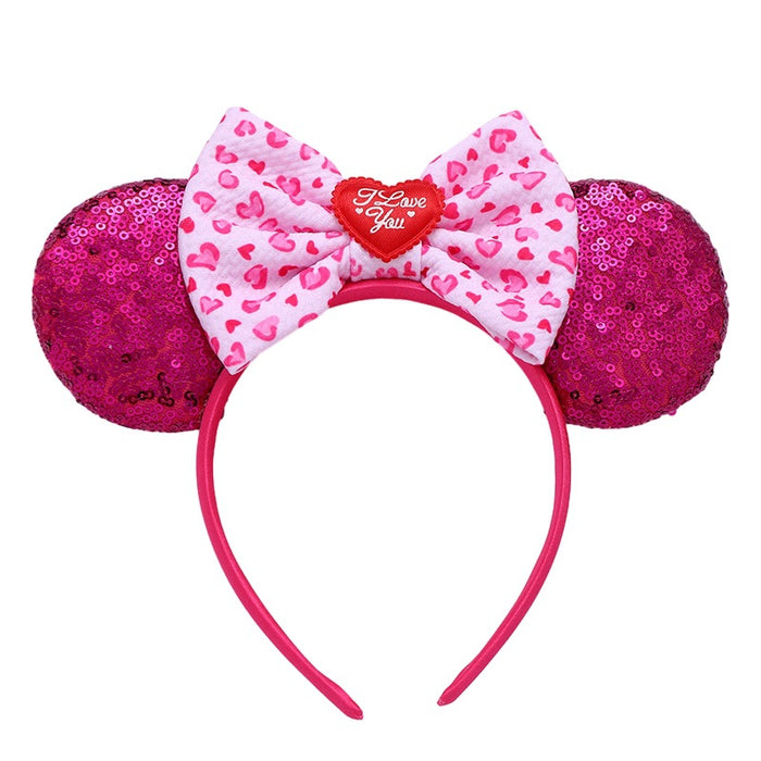 Wholesale Valentine's Day Sequin Bow Headband Cartoon Love Fabric Headband JDC-HD-MeiY009