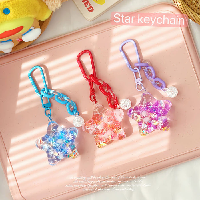 Wholesale Acrylic Star-Filled Liquid Glitter Keychain