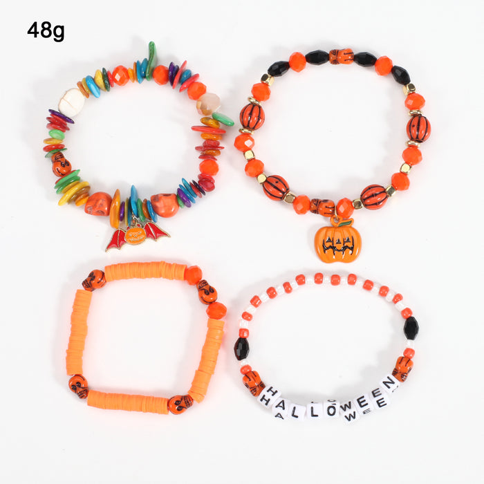 Wholesale Halloween Multi-layer Bat Pumpkin Spider Hoisting Crystal Soft Ceramic Bead Bracelet JDC-BT-Xiny066