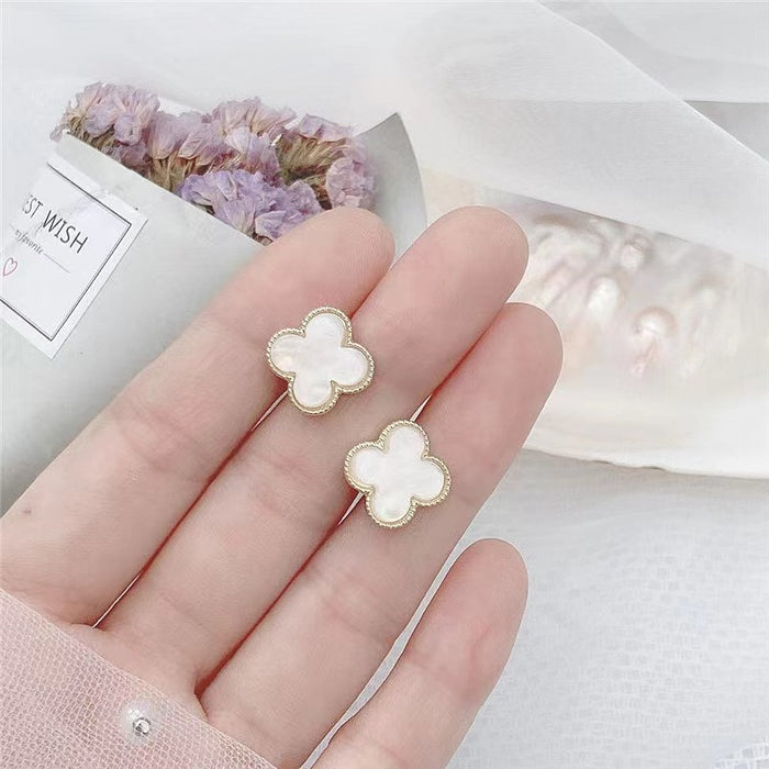 Wholesale Simple Stainless Steel Four Leaf Clover Earrings JDC-ES-Shengh001