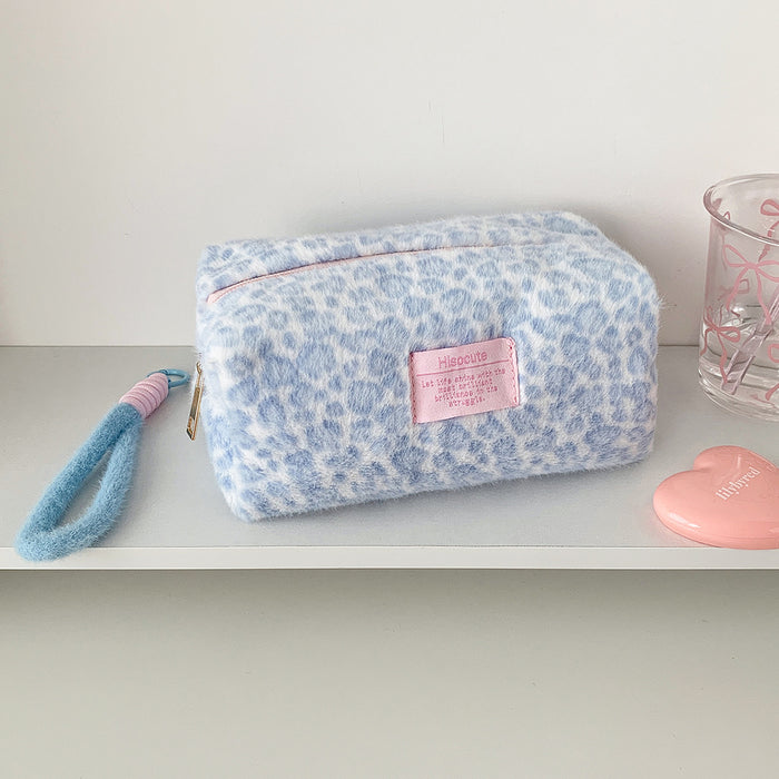 Wholesale Leopard-Print Plush Cosmetic Tote Bag