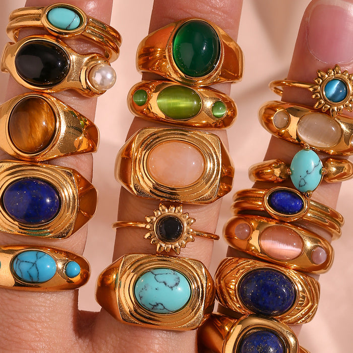 Wholesale Personalized Oil-Drip Ring Stainless Steel Plated with Gold Peach Heart Flower