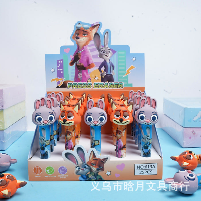 Wholesale Press-type eraser with a cartoon design and built-in crumb collector