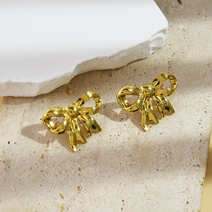 Wholesale Stainless steel bow new earring design trend versatile titanium steel temperament earrings wholesale