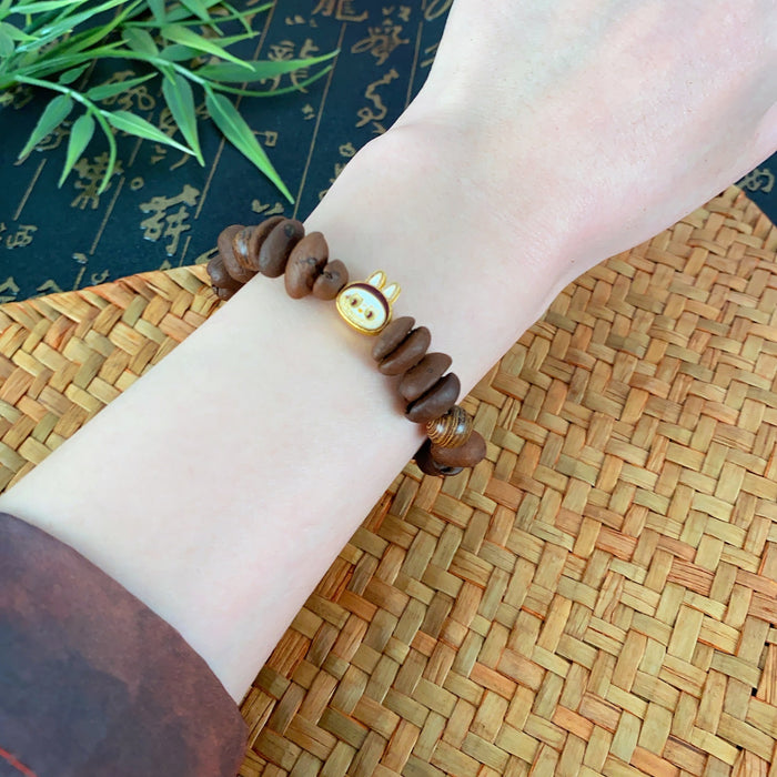 Wholesale Brown beaded ring retro niche tiger eye stone elastic rope ring cute unique ring