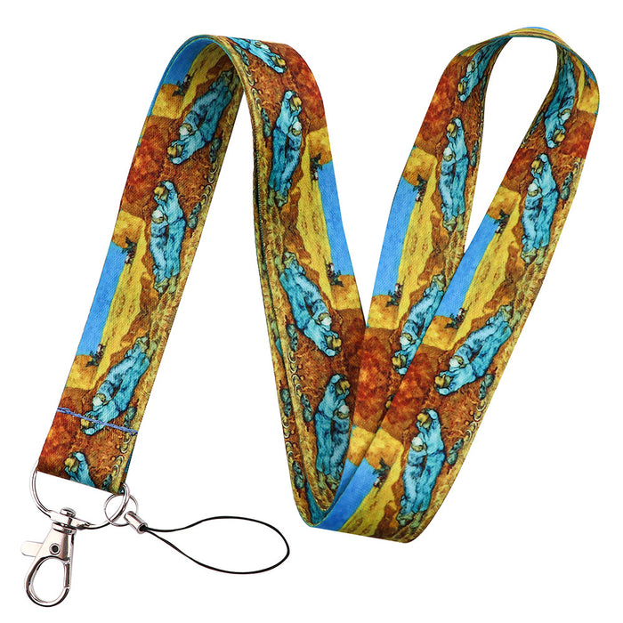 Wholesale Painting series double-sided printed polyester anti-loss neck strap phone lanyard and keychain