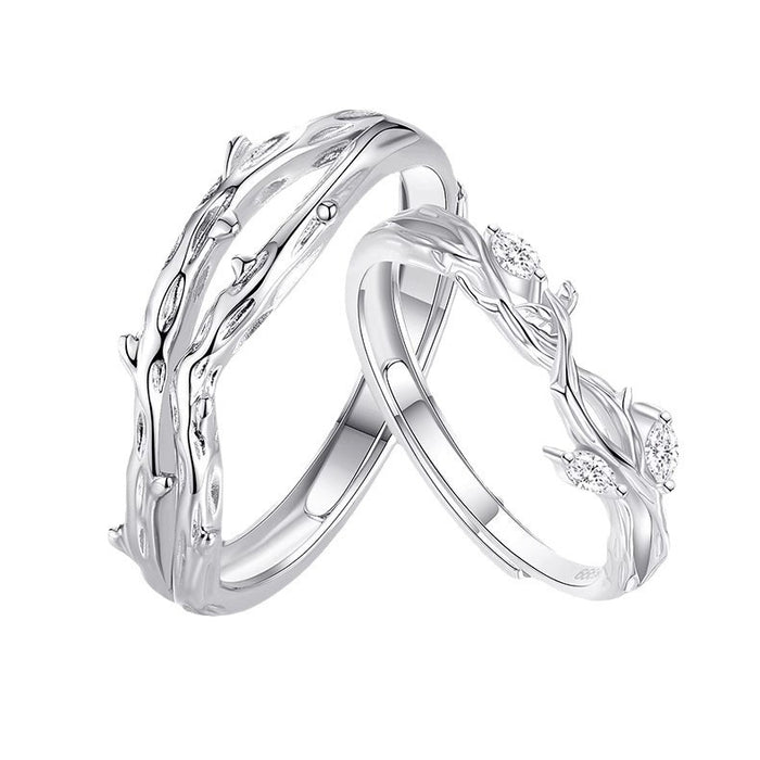 Wholesale Couple's Ring, Men's and Women's Fashion Creative Branch Opening Ring, Small and Minimally Designed Pair Ring