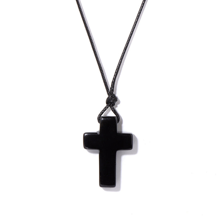 Wholesale Cross pendant DIY jewelry accessories leather cord clavicle necklace