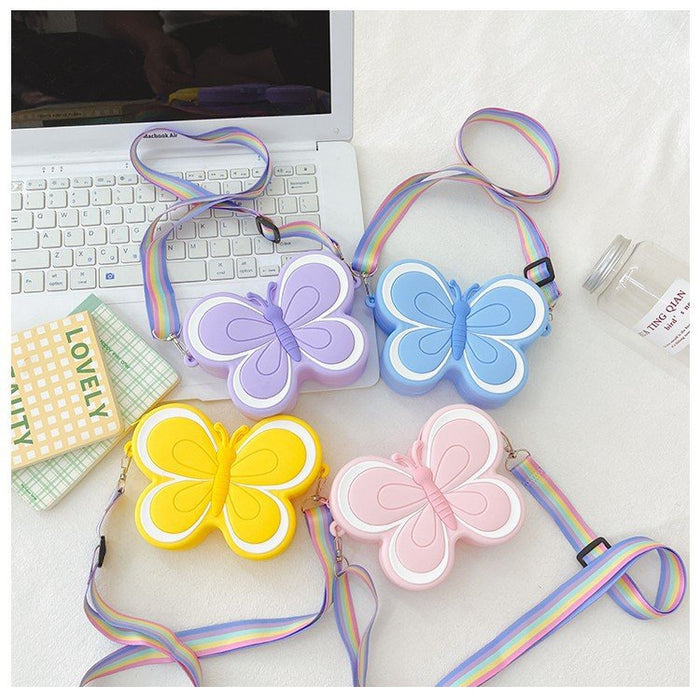 Wholesale Butterfly Silicone Children' s Crossbody Bag Chic Fashion Accessory MOQ≥3