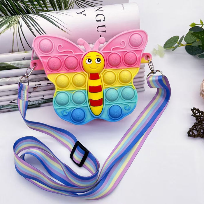 Wholesale Cartoon Butterfly Decompression Silicone Bag Children' s wallet