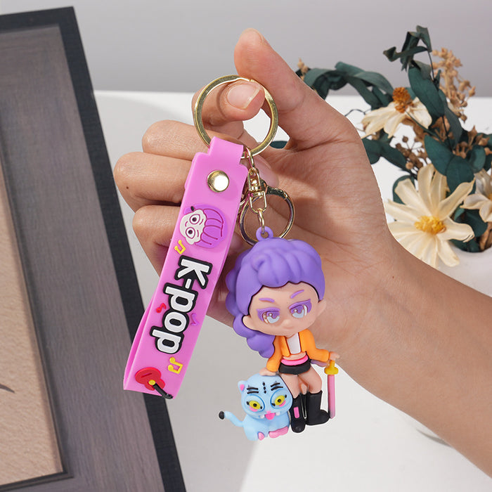 Wholesale Trendy K Pop Witch Girl Group Cartoon  PVC Keychain Backpack Pendant Bag Charm For Everyday Styling