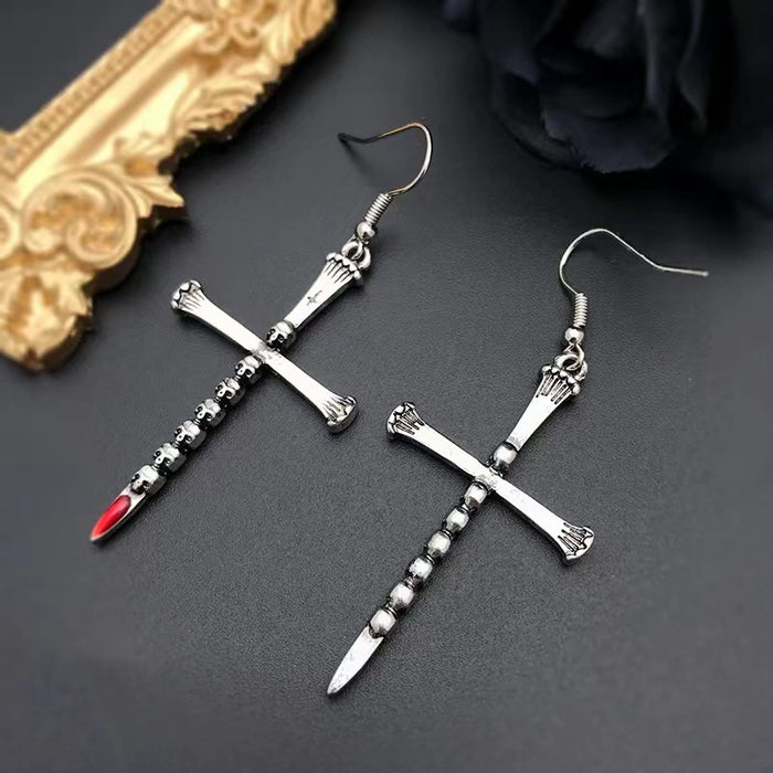 Wholesale  gothic dark style skull coffin nail cross earrings for women