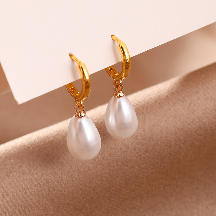 Wholesale Water droplet shaped earrings, retro and versatile, zircon geometric earrings, fashionable and niche design, buckle earrings