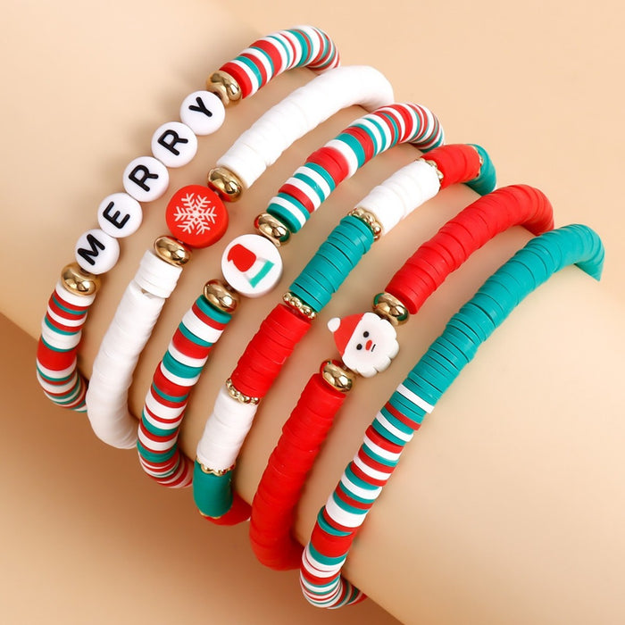 Wholesale Jewelry Christmas Bracelet Polymer Clay Stacking Bracelet Set