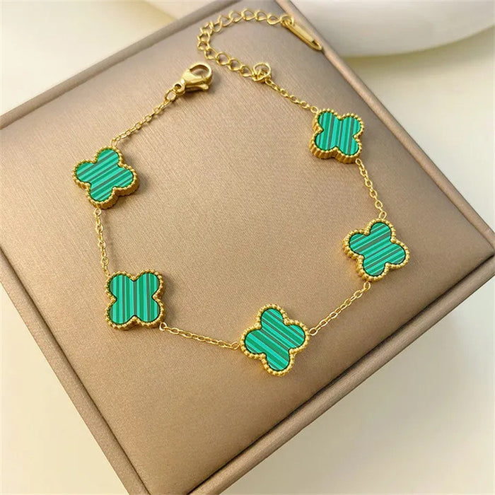 Wholesale 13mm Four Leaf Clover Bracelet Non Fading Five Flower Fritillaria Versatile Bracelet, Unique Handpiece