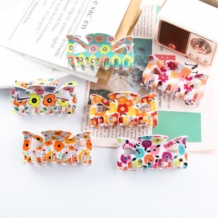 Wholesale Bow-Shaped Flower Pattern Hair Clip