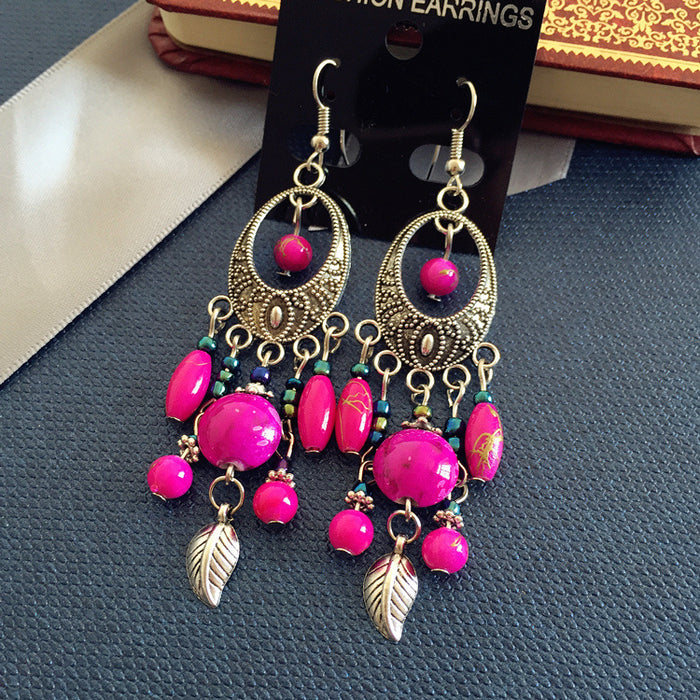 Wholesale Alloy Bohemian Retro Ethnic Style Earrings JDC-ES-Luox008