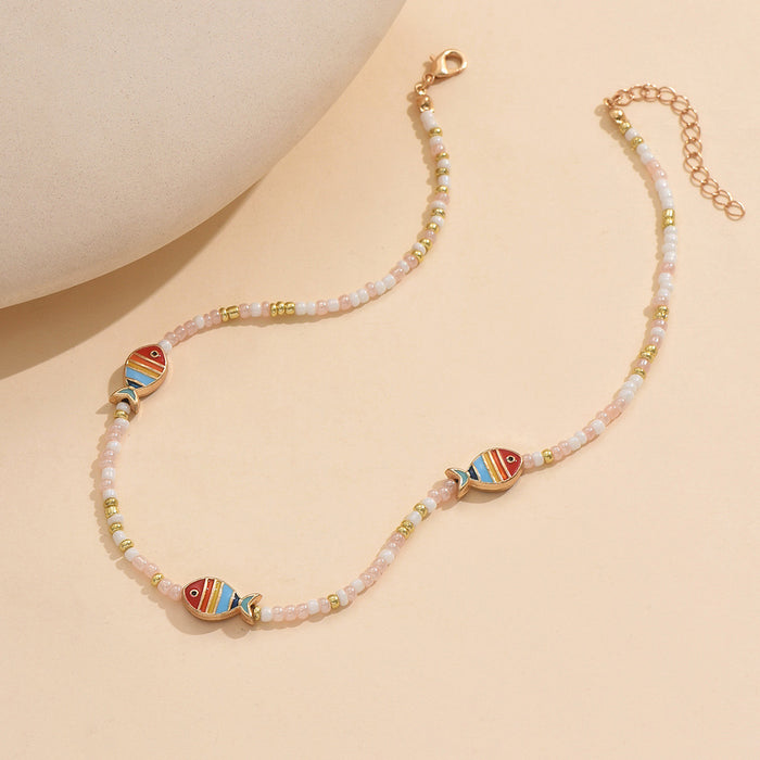 Wholesale Jewelry colorful rice bead necklace