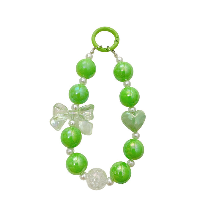 Flower Beaded Mobile Phone Chain Keychain Pendant Bag Decorative Hanging Ornaments