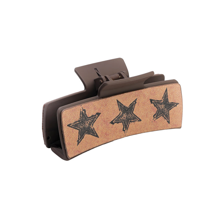 Wholesale Pu Printed Shark Clip Western Style Retro Leather Hairpin Hair Grabber Hair Accessories