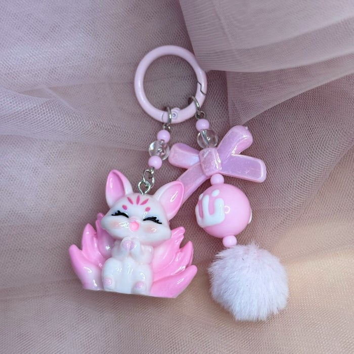 Wholesale Cute Nine-Tailed Fox Keychain Cartoon Plush Pendant Gift for Girlfriend Decorative Accessory