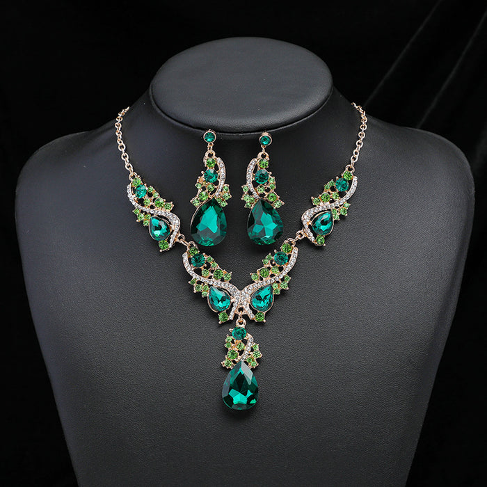 Wholesale exaggerated necklace earrings set for alloy plating jewelry dress