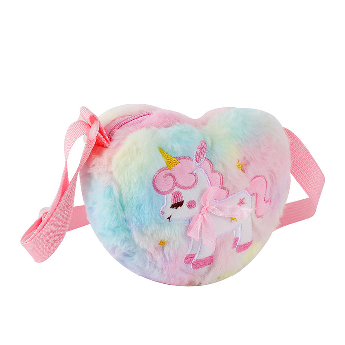 Wholesale Love Unicorn Crossbody Bag Children' s Cute Stuffed Bag Little Girl Cartoon Shoulder Bag