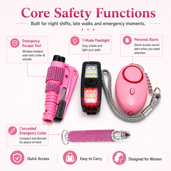 Wholesale 13 Piece Women S Night Safety Keychain Set Stainless Steel Commuting Casual Everyday Carry