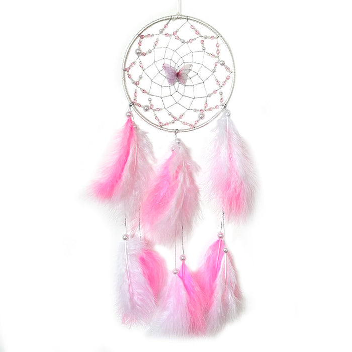 Wholesale Dreamcatcher Feather Pendant Butterfly Shop Dreamcatcher Simple Handmade Weaving Creativity
