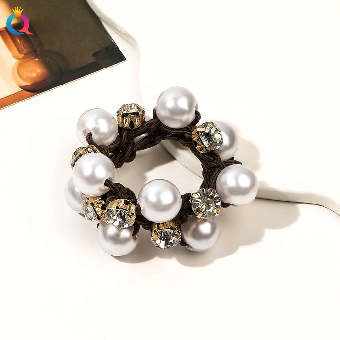 Wholesale Pearl Rhinestone Braided Hair Rope JDC-HS-Yiyan006