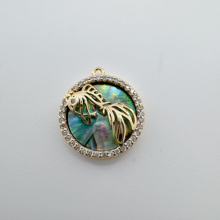 Wholesale Koi Fish Mother-of-Pearl Pendant Copper Electroplated Jewelry Accessory MOQ≥2