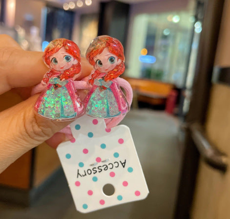 Wholesale Glittery glow-in-the-dark cute princess beaded hair tie