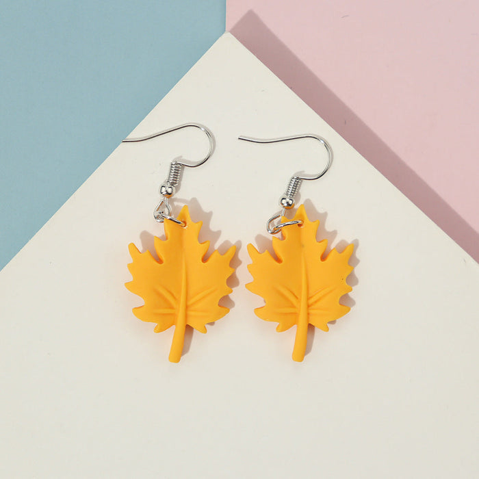 Wholesale Earrings Resin Four Leaf Clover Ginkgo Leaf Maple Leaf Banana Leaf JDC-ES-niqing011