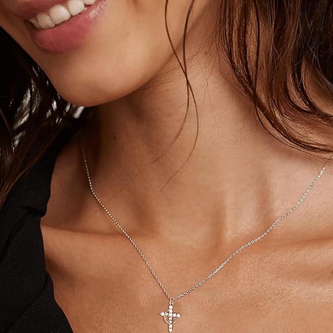 Wholesale Cross Crown Rotating Necklace Versatile Light Luxury High End Necklace Full Diamond Zircon Collar Chain