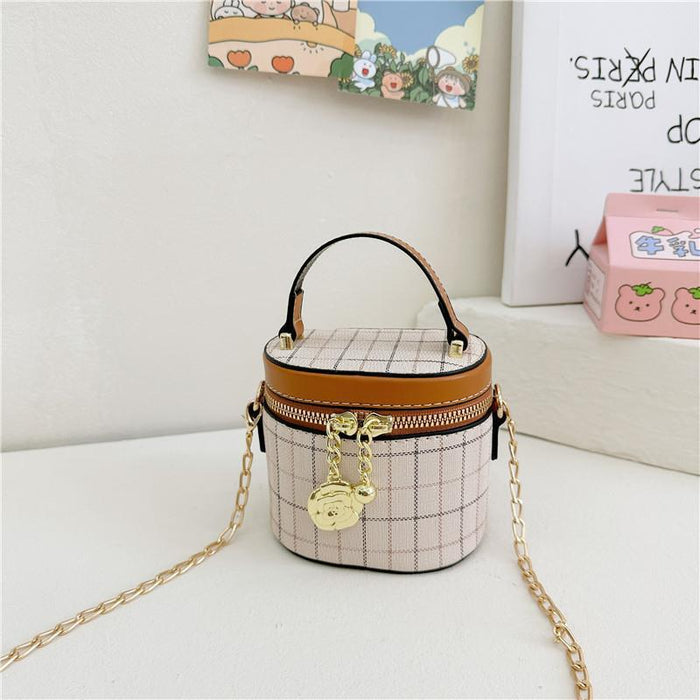 Wholesale Pu Fashion Plaid Small Bucket Children's Small Bag JDC-SD-DaJu019