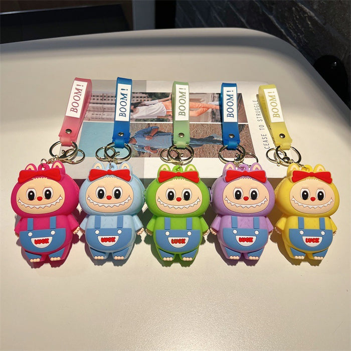 Wholesale Creative overalls-shaped cartoon character coin purse silicone keychains