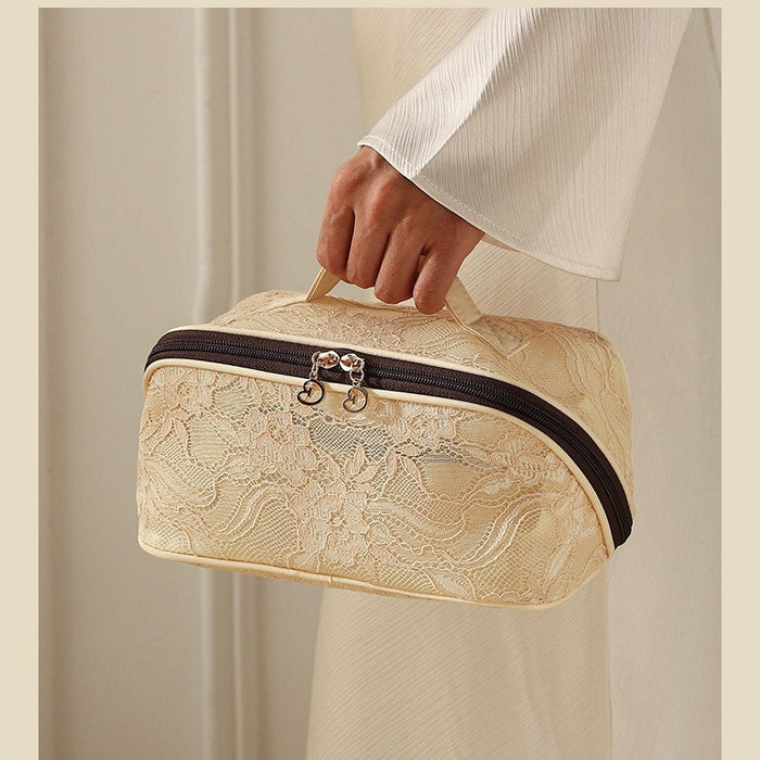 Wholesale Chinese Style Lace Mesh Makeup Bag Large Capacity Travel Toiletry Handbag