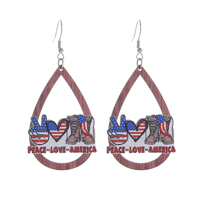 Wholesale Hollow Wooden Independence Day Earrings JDC-ES-ChouTteng017