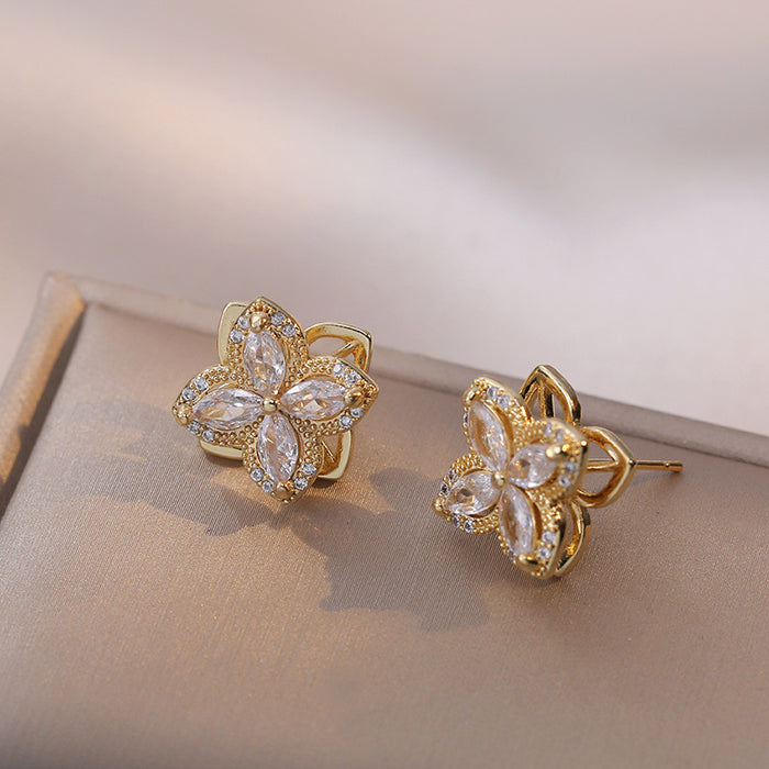 Wholesale New rotating necklace with zircon pendant earrings and ring set, collarbone chain necklace accessory