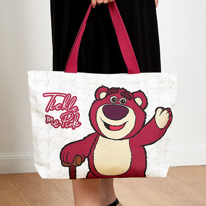 Wholesale Cartoon Canvas Bag Large Capacity Zippered Canvas Tote Bag Bear Cute Student Shoulder Bag