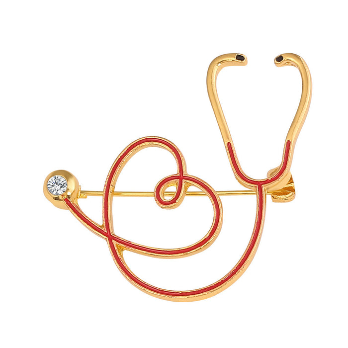Wholesale Medical Series Metal Enamel Brooch Stethoscope Electrocardiogram  Doctors and Nurses Badges