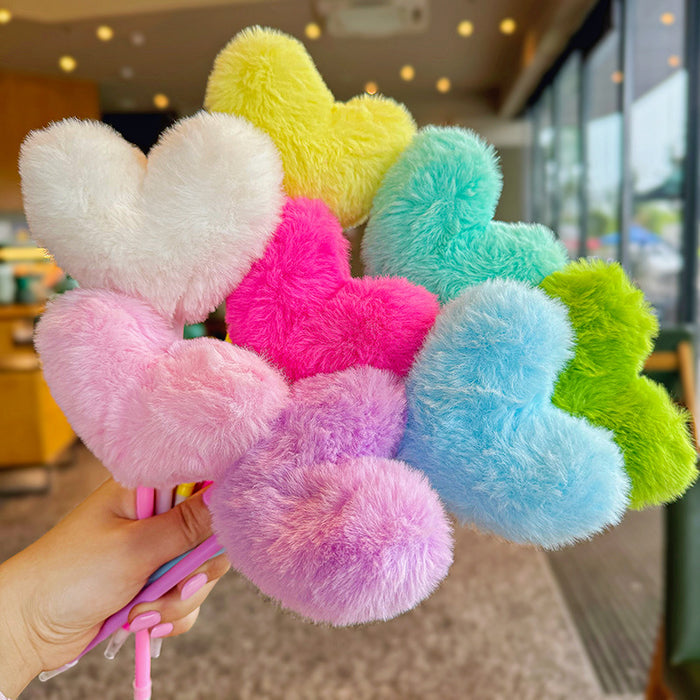 Wholesale Cute Round Love Rainbow Ballpoint Pen Signature Pen Black Pen Plush Pen Gift Pen Big Brush Pen