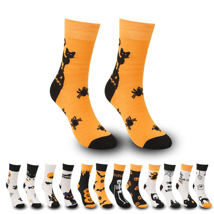 Wholesale Halloween large size Christmas pumpkin witch funny men' s long socks mid-tube casual socks women