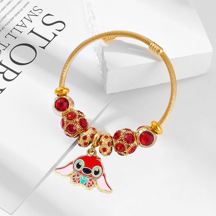 Wholesale Stainless Steel Cartoon Beaded Bracelet with Butterfly Pendant MOQ≥2