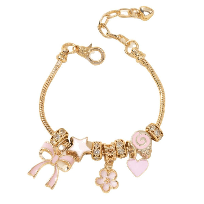 Wholesale Women' s DIY Beaded Pink Heart Bracelets