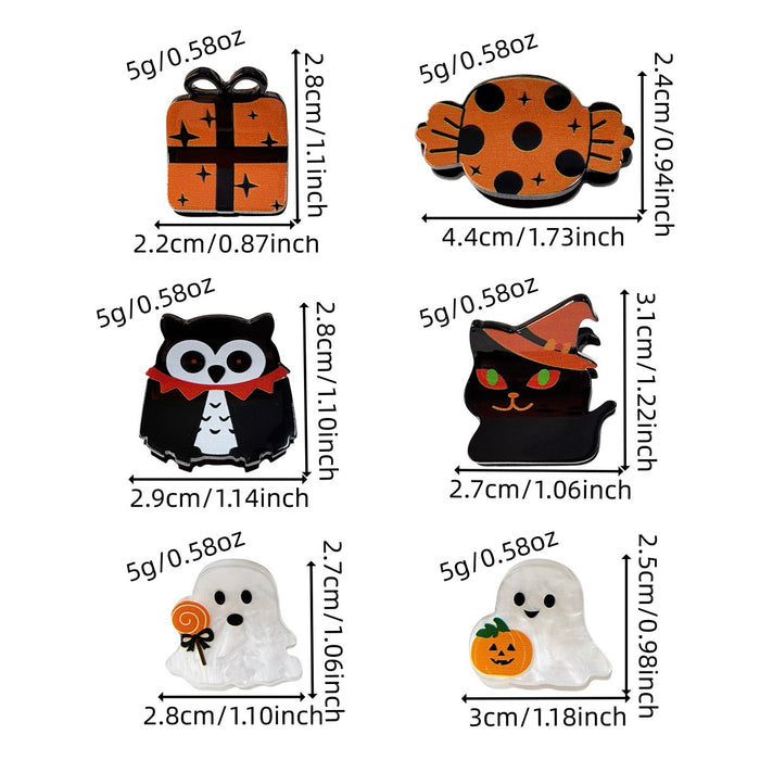 Wholesale Stylish  Hair Clips With Ghost Owl Pumpkin Black Cat Candy Designs Fabric Hair Accessory For Party And Gift Resale