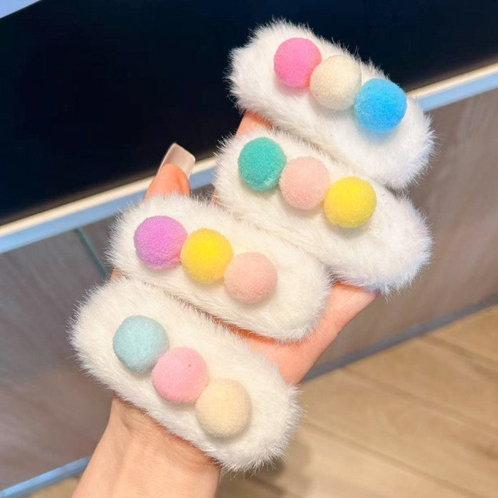 Wholesale Cute and able plush hair clip featuring a cat wearing glasses.