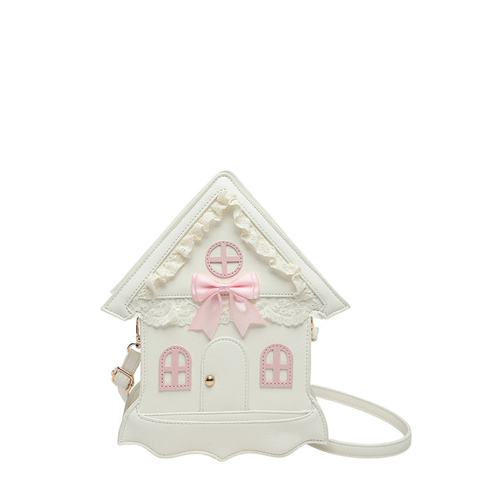 Wholesale Trendy Lolita HouseShaped Bag Pink PU Pearl Chain Crossbody bag Fashion Accessory for Gift