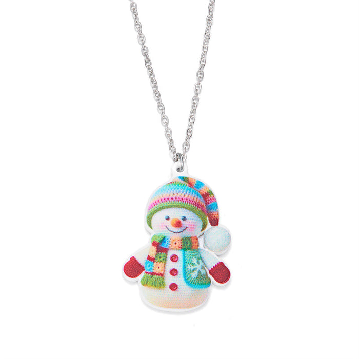 Wholesale Christmas jewelry set creative cute colorful snowman pendant acrylic necklace earrings