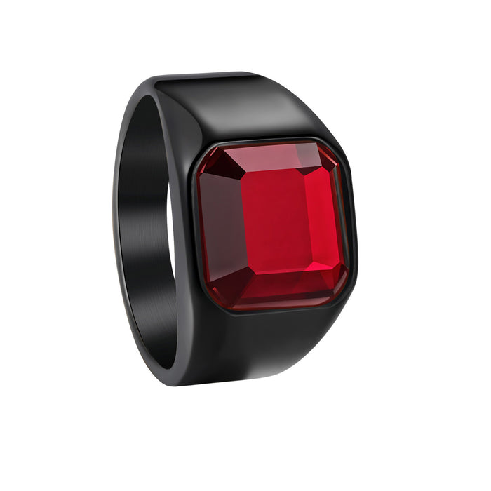 Wholesale Titanium Steel Electroplated Men' s Ring with Multi-Color Stones - Boutique Resale